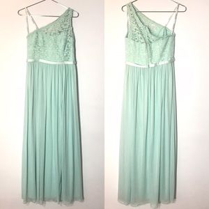 Mint one shoulder bridesmaid dress size 10